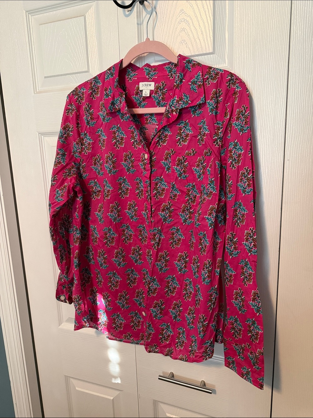 J. Crew Hot Pink Floral Button-Down Shirt